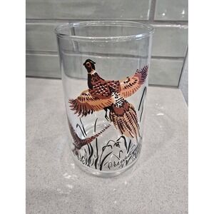 Vintage Libbey Sportsman Game Bird Highball Glass Pheasant Mid Century Barware